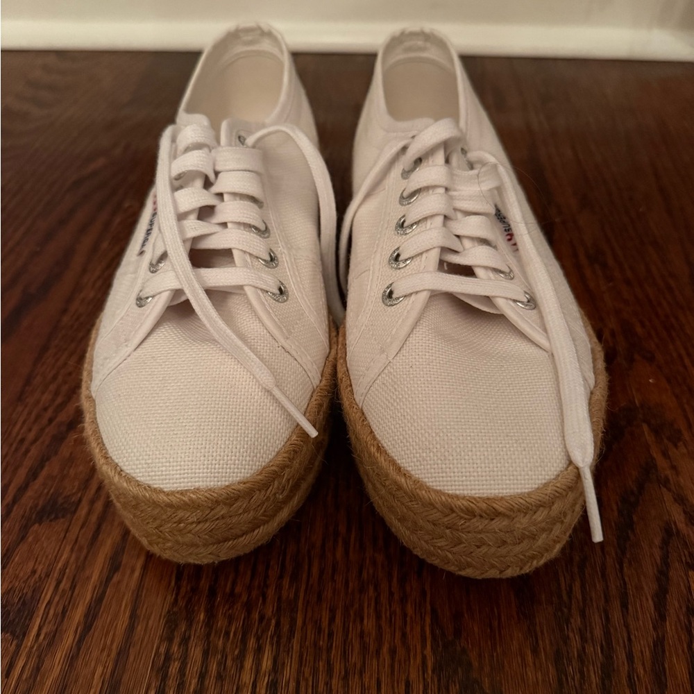 Superga Women's Cream Canvas Espadrille Shoes